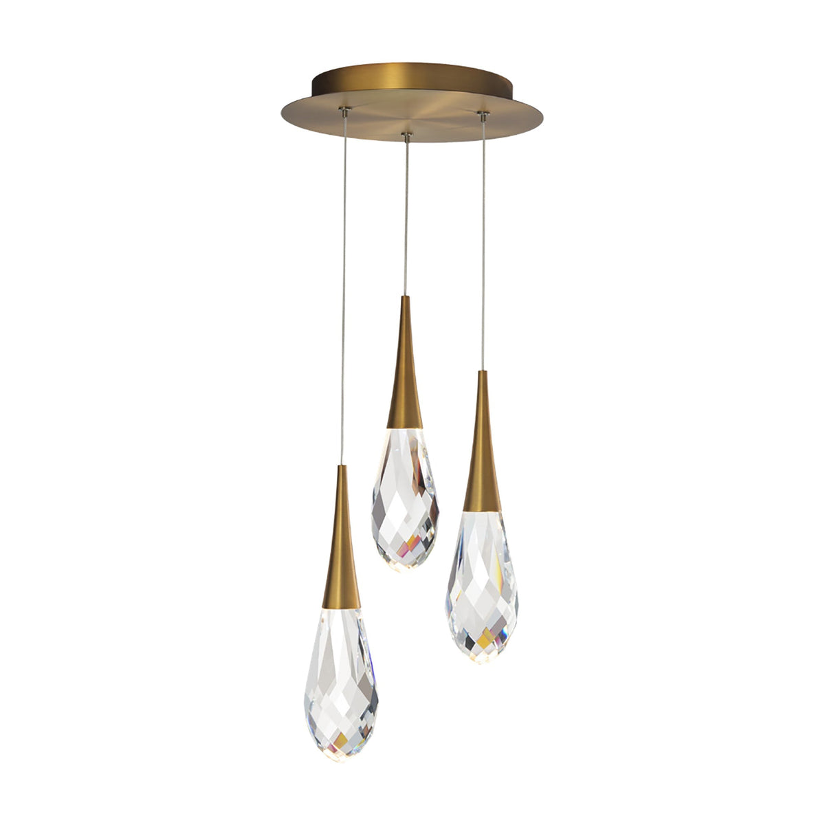 Hibiscas LED Multi Light Pendant Light - Aged Brass3-LightBlushlighting