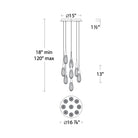 Hibiscus LED Multi Light Pendant Light - line drawing.
