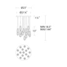 Hibiscus LED Multi Light Pendant Light - line drawing.