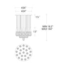 Hibiscus LED Multi Light Pendant Light - line drawing.