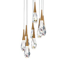 Hibiscus LED Multi Light Pendant Light in Aged Brass (9-Light).