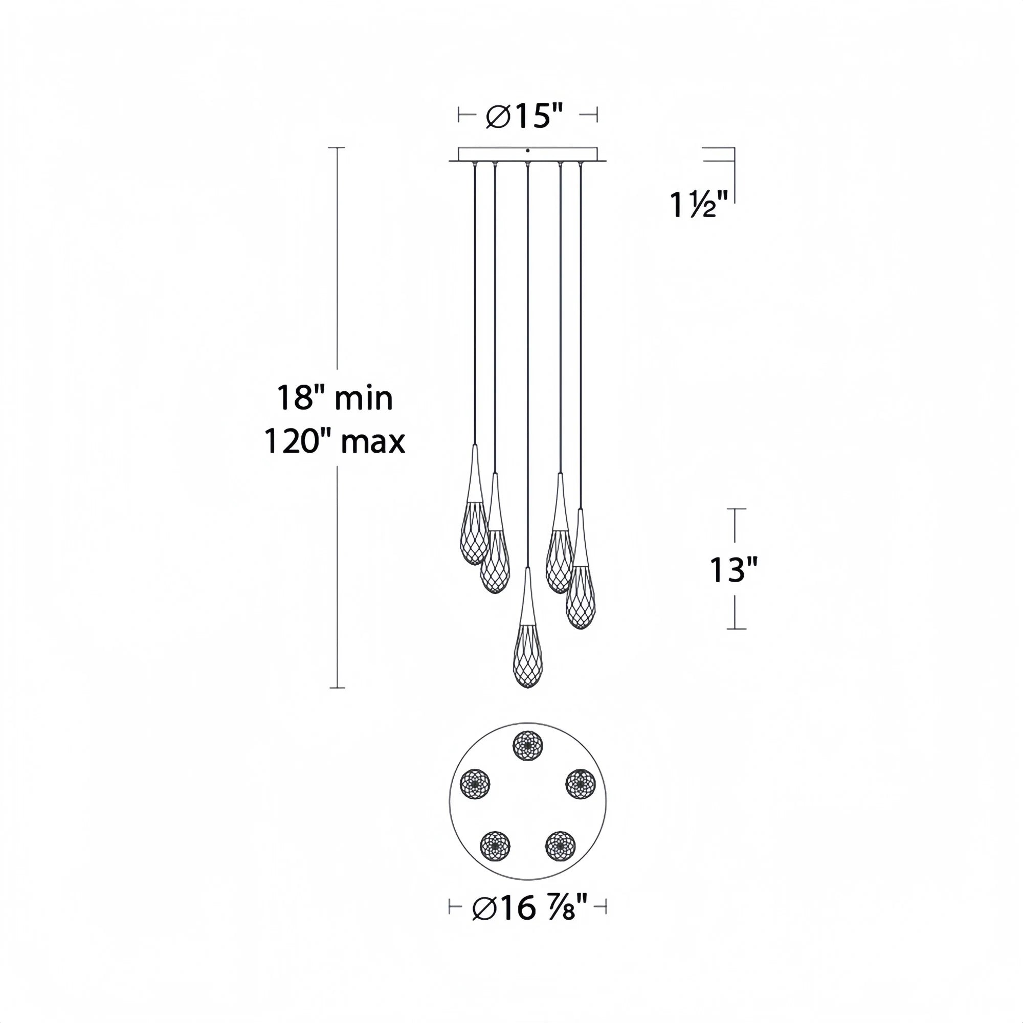 Hibiscus LED Multi Light Pendant Light Round Chandelier - Blushlighting