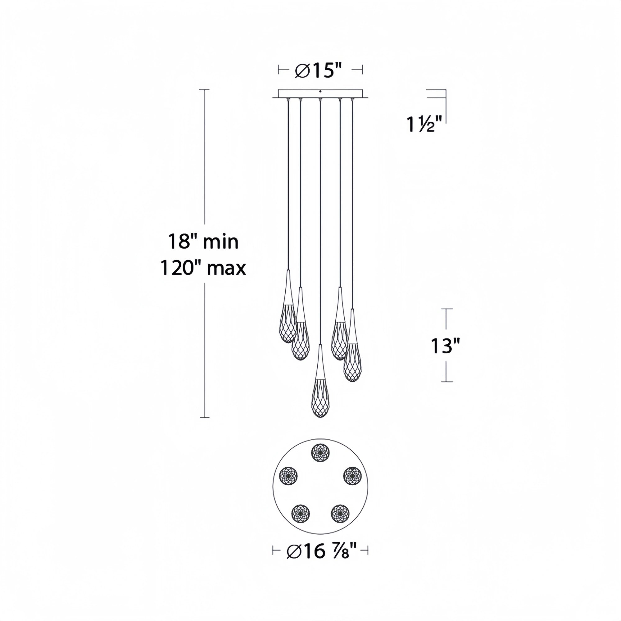 Hibiscus LED Multi Light Pendant Light Round Chandelier - Blushlighting