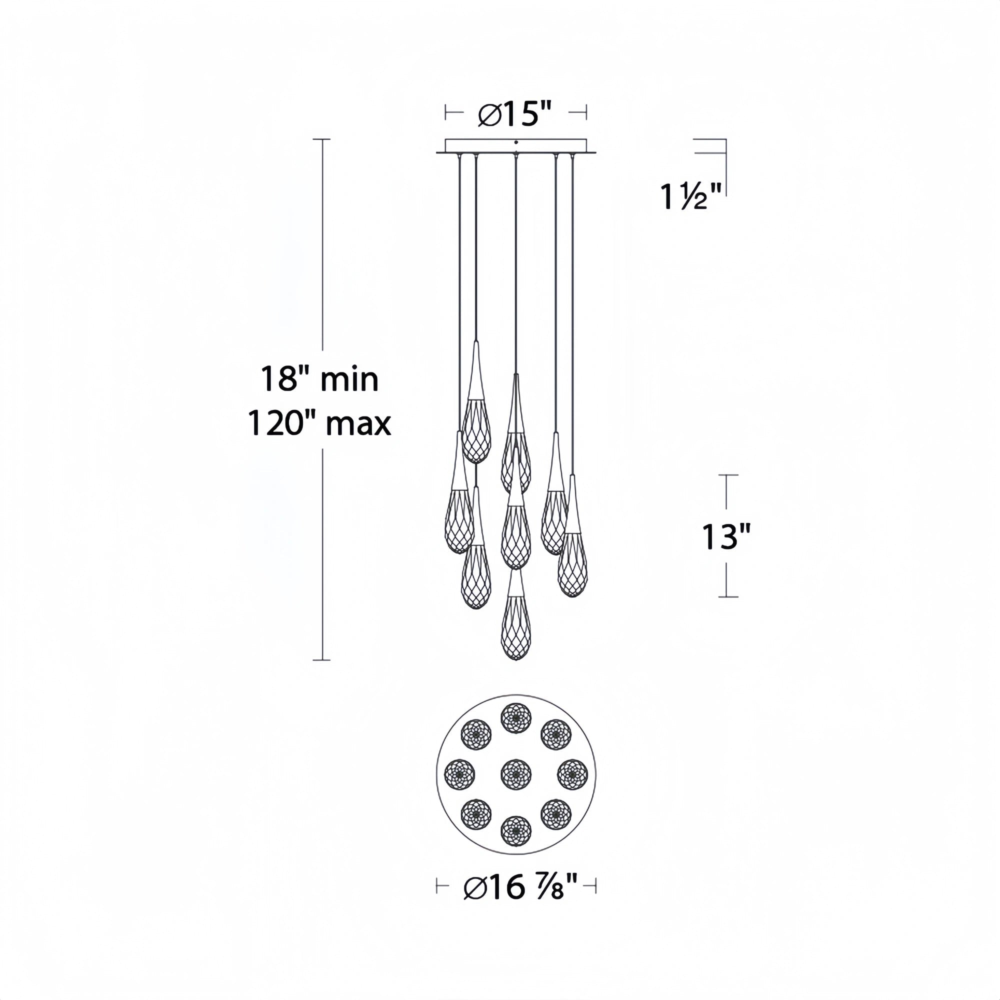 Hibiscus LED Multi Light Pendant Light Round Chandelier - Blushlighting
