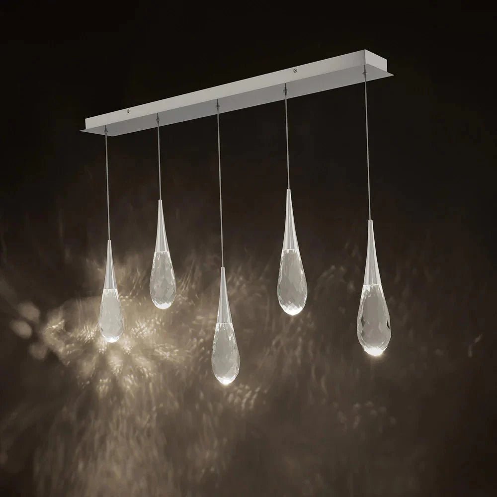 Hibiscus Linear LED Multi Pendant Light - 5 - LightAged BrassBlushlighting