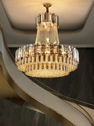 High-grade Crystal Chandelier For Living Room Luxury Duplex Hallway Ceiling Light Fixture - D39.4"*H39.4"GoldBlushlighting
