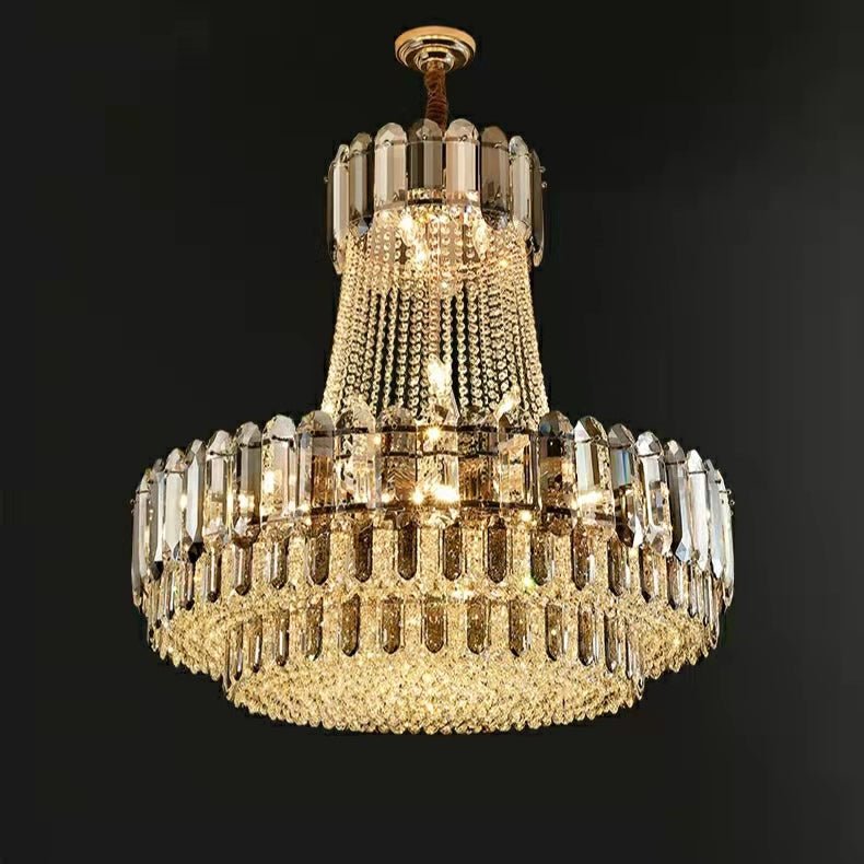High-grade Crystal Chandelier For Living Room Luxury Duplex Hallway Ceiling Light Fixture - D39.4"*H39.4"GoldBlushlighting