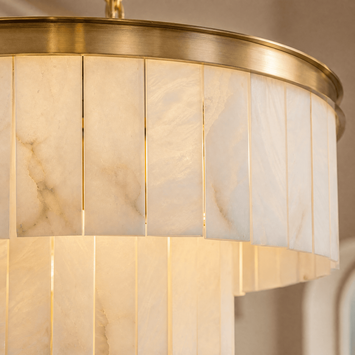 Hollis Modern Alabaster Dining Room Light - D600×H380Blushlighting