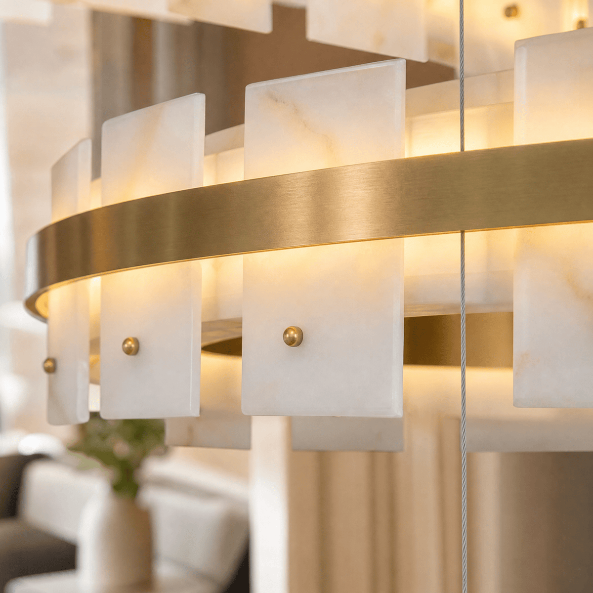 Hollis Modern Alabaster Ring Chandelier - D600×H120Blushlighting