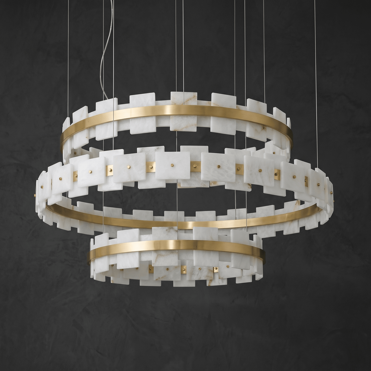 Hollis Modern Alabaster Ring Chandelier - D600×H120Blushlighting