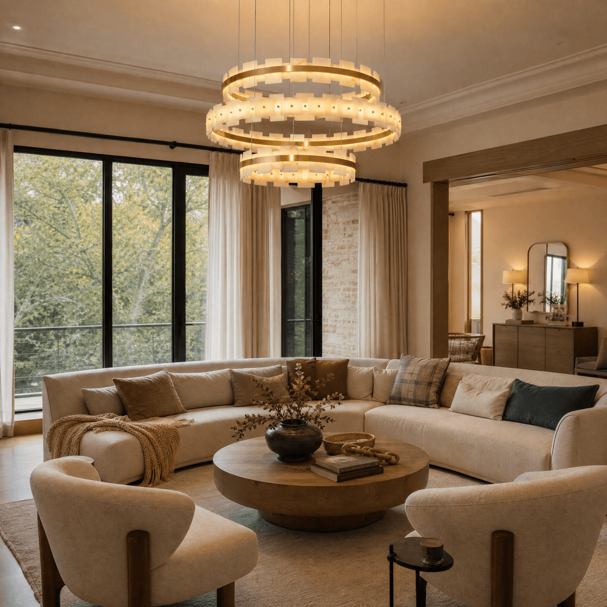 Hollis Modern Alabaster Ring Chandelier - D600×H120Blushlighting