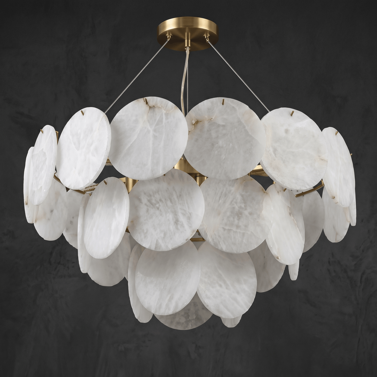 Hollis Modern Alabaster Round Chandelier - D500×H320Blushlighting