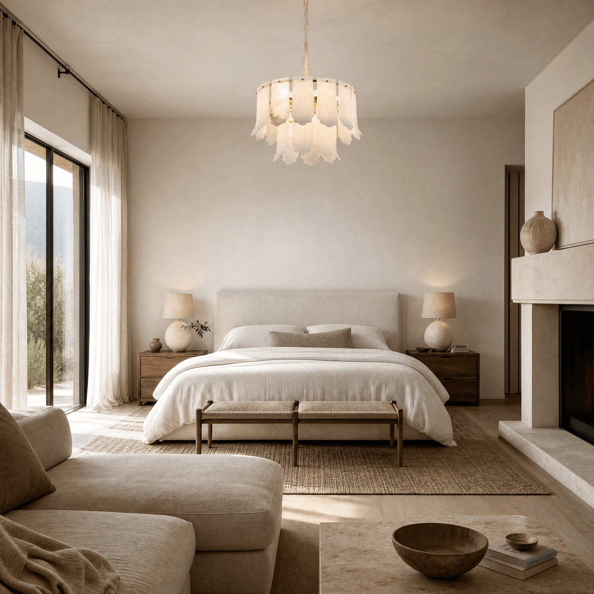 Hollis Modern Alabaster Round Pendant Light - D600×H370Blushlighting