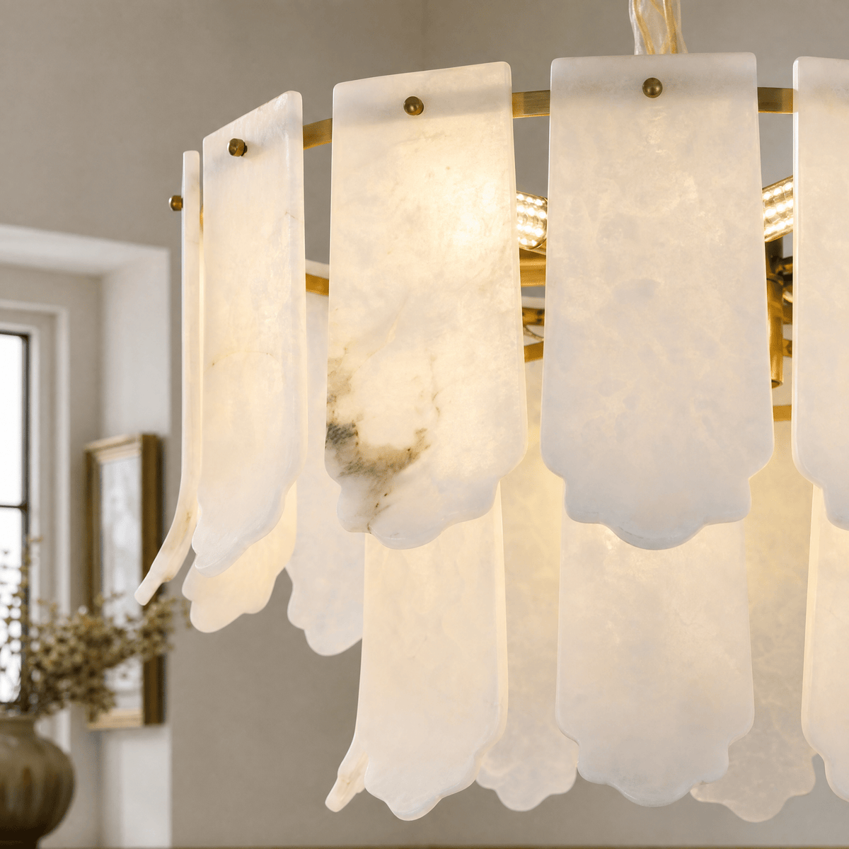Hollis Modern Alabaster Round Pendant Light - D600×H370Blushlighting