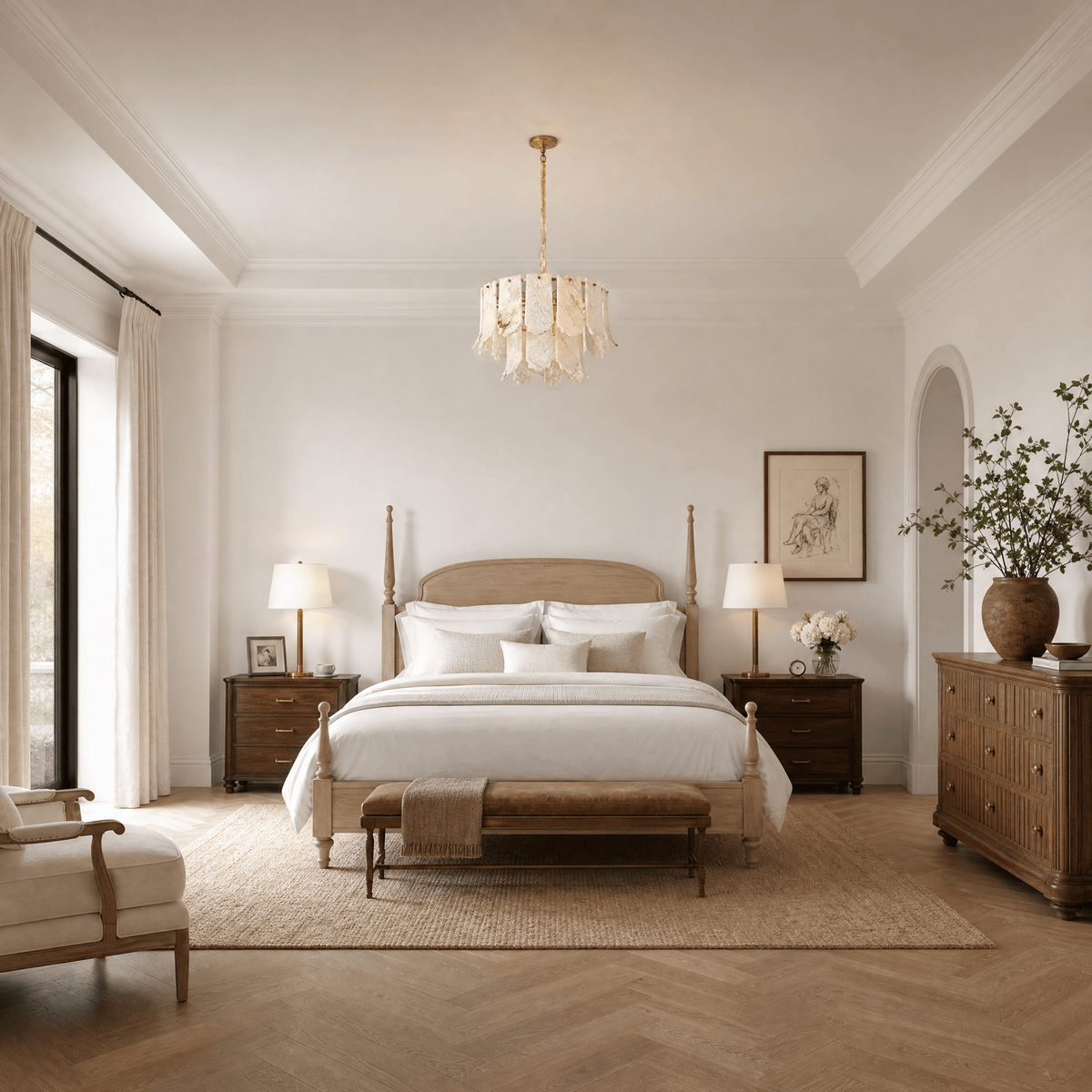 Hollis Modern Alabaster Round Pendant Light - D600×H370Blushlighting