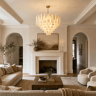 Hollis Modern Alabaster Tiered Chandelier - D550Blushlighting