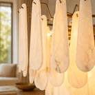 Hollis Modern Alabaster Tiered Chandelier - D550Blushlighting