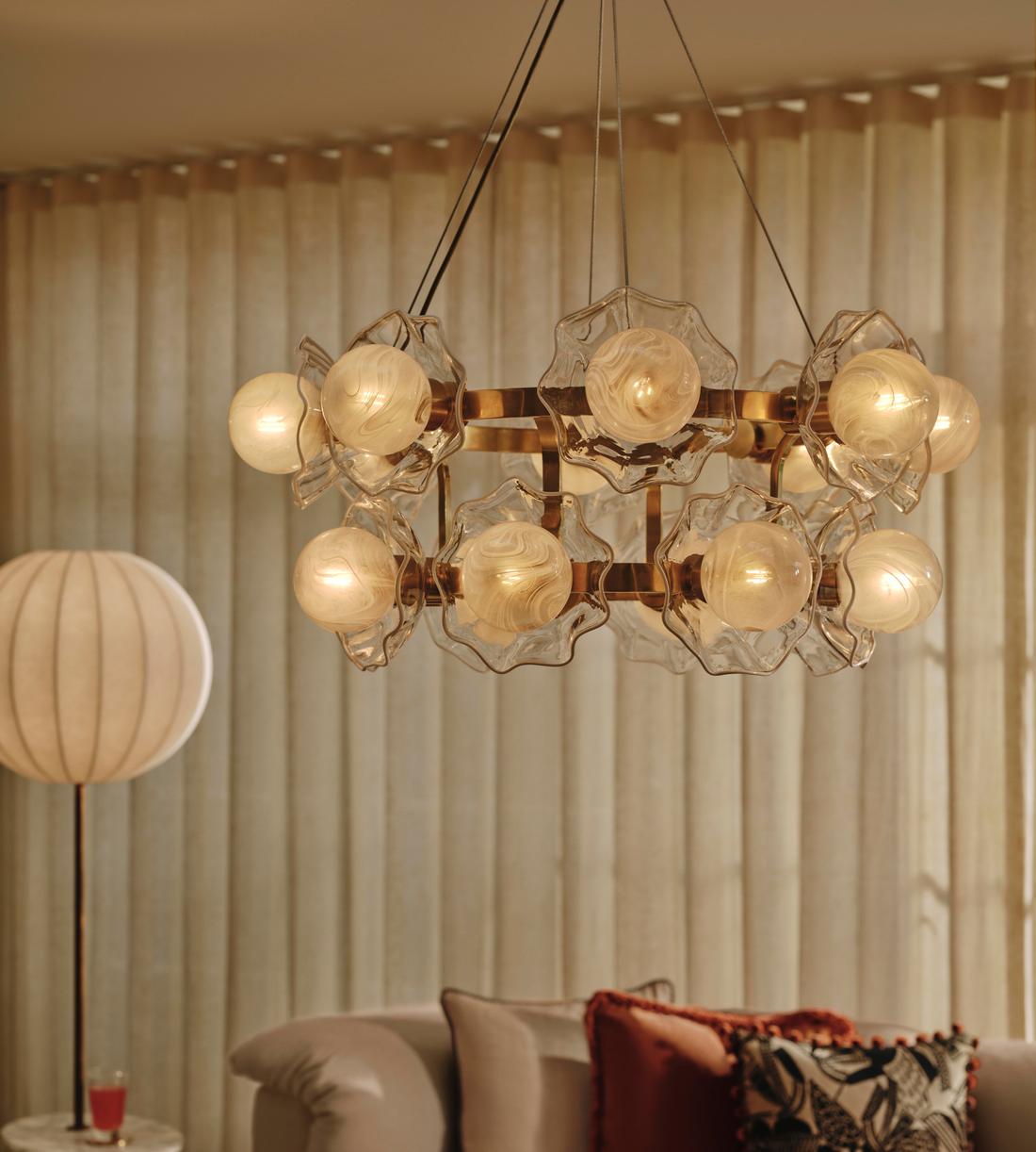 Holly Glass Chandelier 32"W - Blushlighting