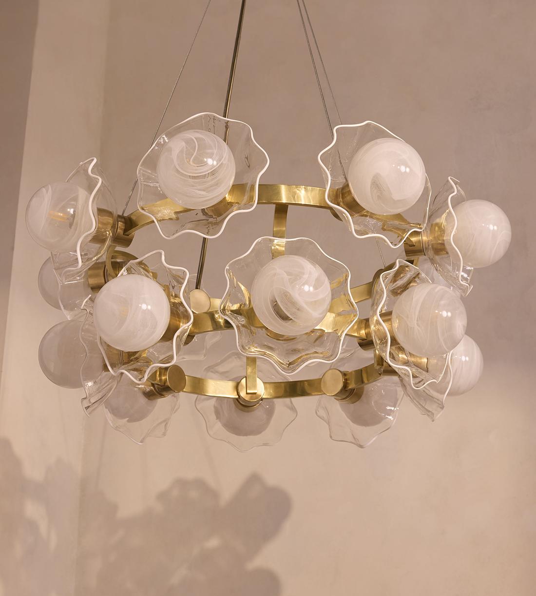 Holly Glass Chandelier 32"W - Blushlighting