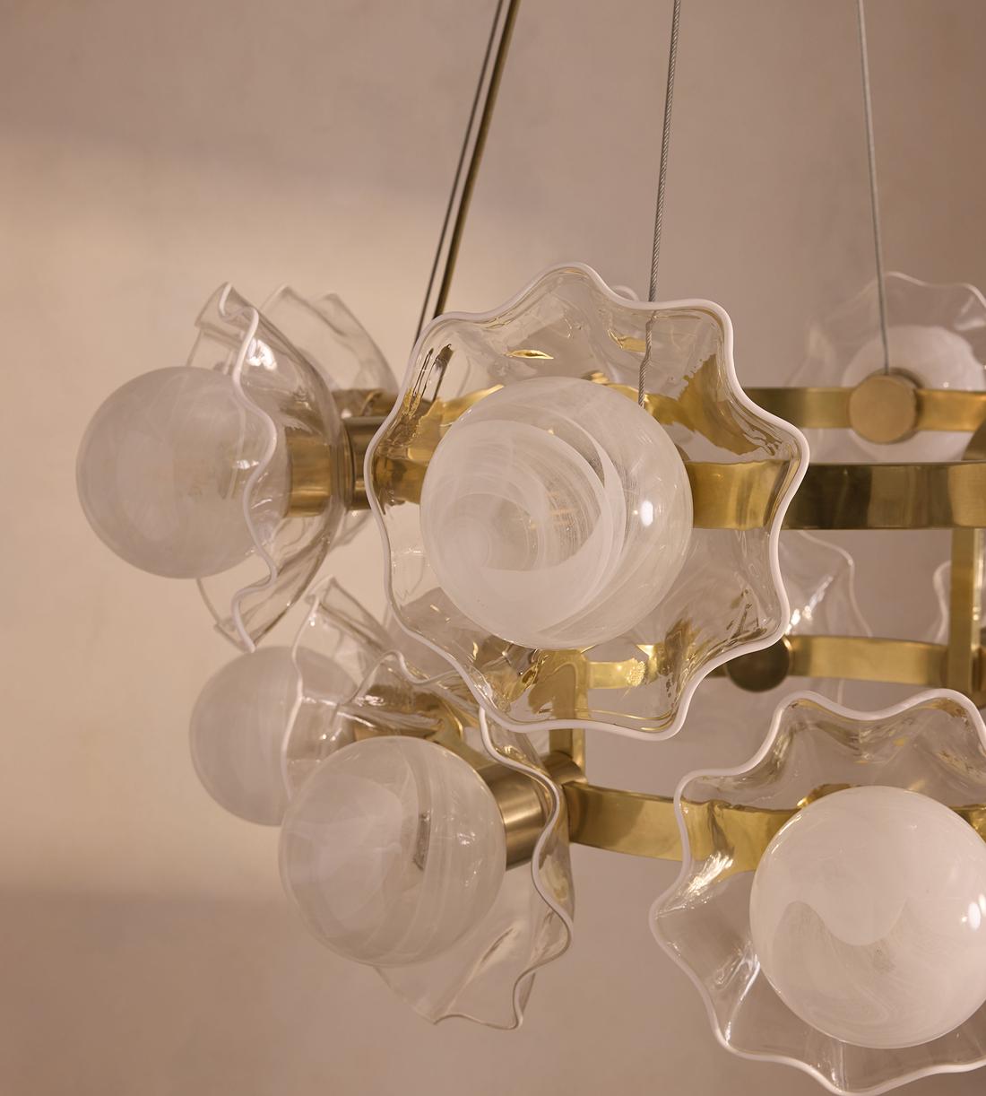 Holly Glass Chandelier 32"W - Blushlighting