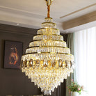 Honeycomb Shaped Ceiling Chandelier Extra Large Crystal Light Fixture For Foyer Staircase/ Entryway In Gold Finish - D39.4"*H61"/ 51 LightsBlushlighting