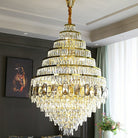 Honeycomb Shaped Ceiling Chandelier Extra Large Crystal Light Fixture For Foyer Staircase/ Entryway In Gold Finish - D47.2"*H70.9"/ 82 LightsBlushlighting