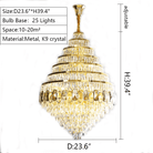 Honeycomb Shaped Ceiling Chandelier Extra Large Crystal Light Fixture For Foyer Staircase/ Entryway In Gold Finish - D47.2"*H70.9"/ 82 LightsBlushlighting