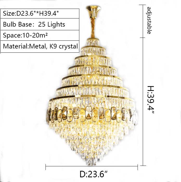 Honeycomb Shaped Ceiling Chandelier Extra Large Crystal Light Fixture For Foyer Staircase/ Entryway In Gold Finish - D47.2"*H70.9"/ 82 LightsBlushlighting