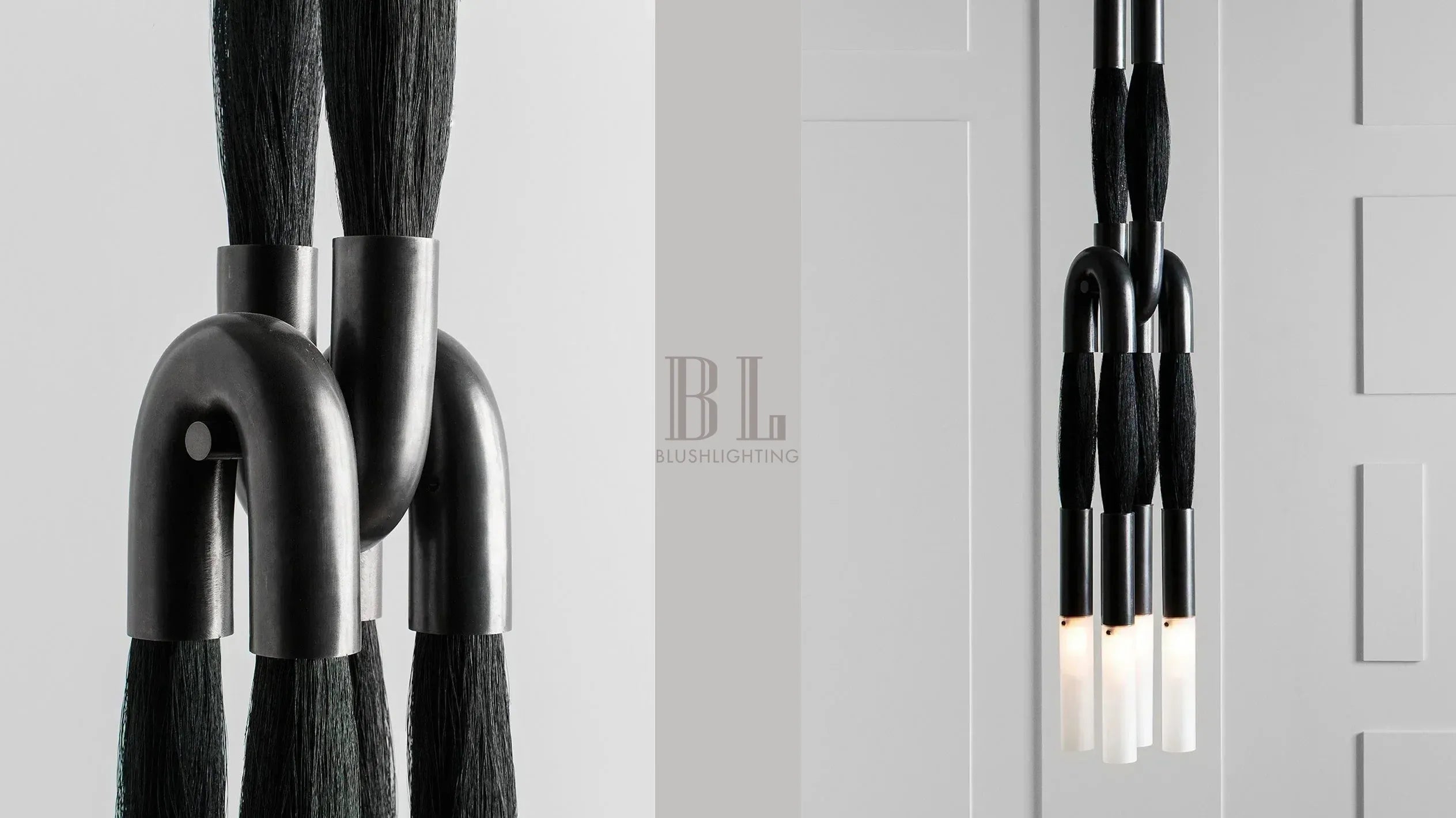 Horsehair Pendant Light - BLACKENED BRASSPALOMINOBlushlighting