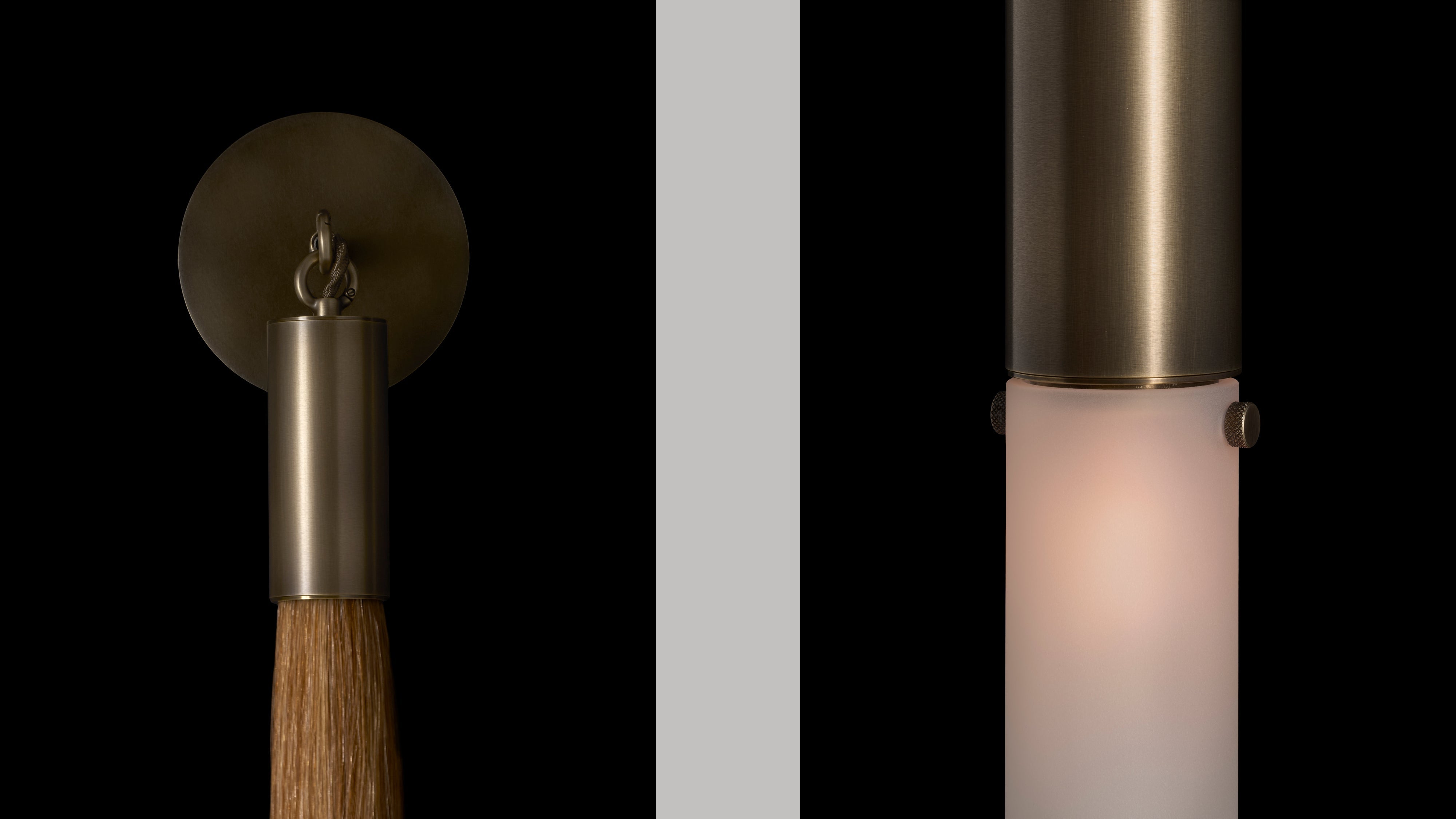 Horsehair Wall Sconce - Aged BrassJet BlackBlushlighting