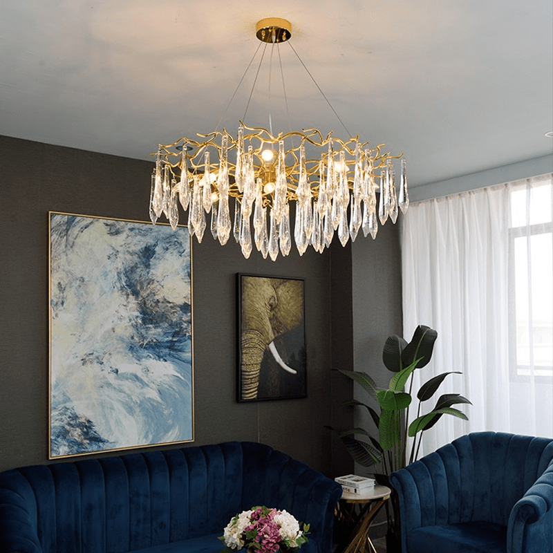 Hurrey Branch Crystal Rain Chandelier - 39.37" diamBlushlighting