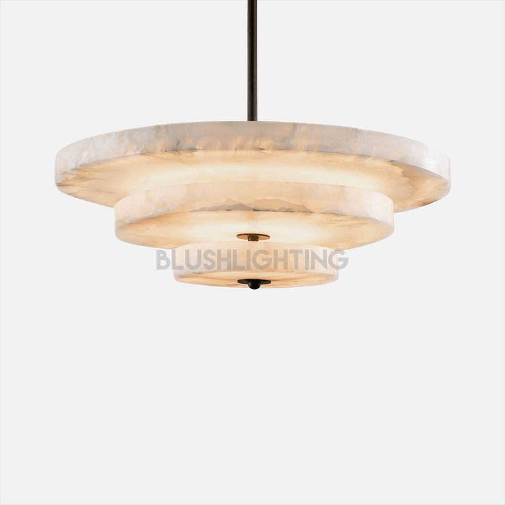Ice Queen Alabaster Chandelier - ∅ 33.5″ x H 17.7″Bronze & WhiteWarm LightBlushlighting
