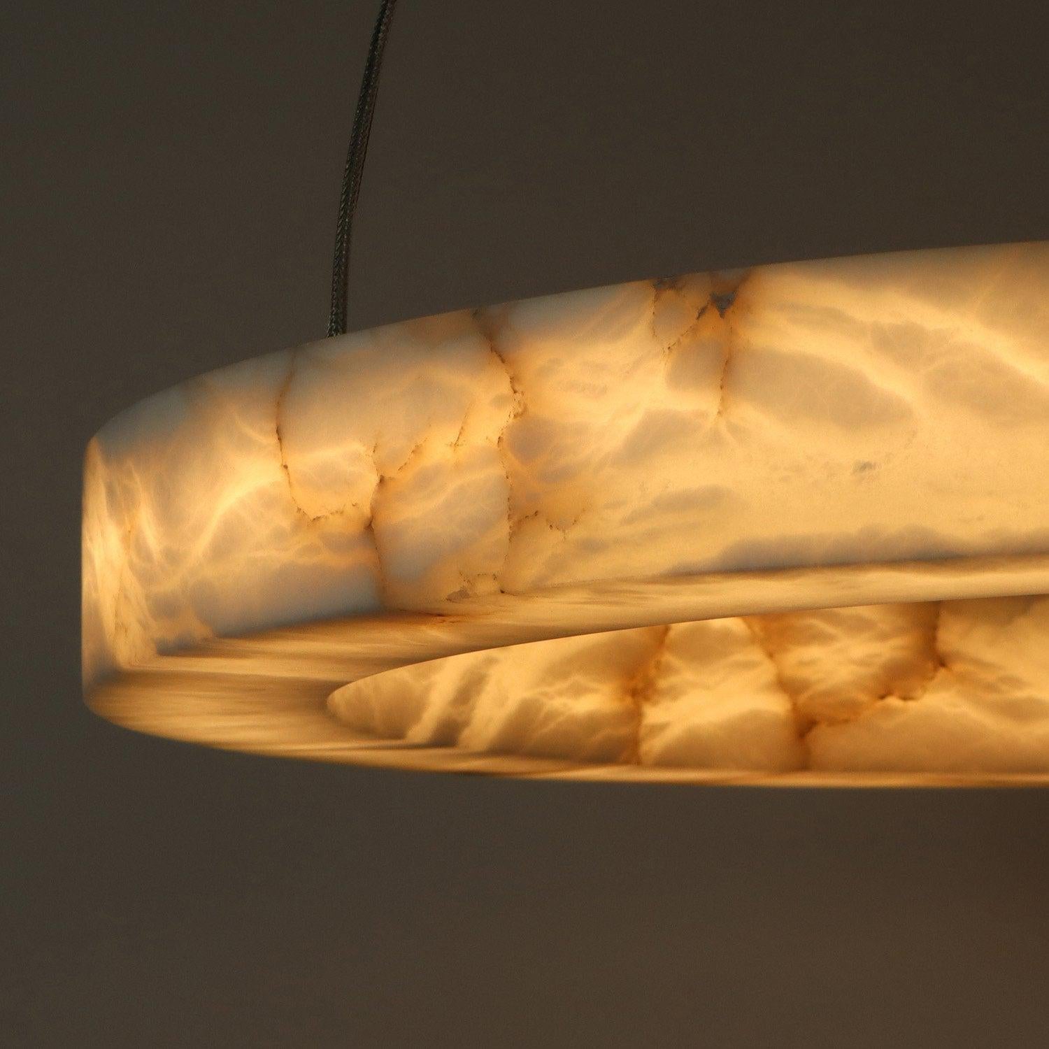 Halo Ring Alabaster Natural Stone Chandelier - Blushlighting