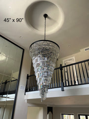 Odeon Spiral Tiered/ Layered Crystal Fringe Living Room Chandelier Light