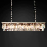 Clavel 2 Tiers Crystal Island Linear Chandelier Brass