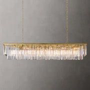 Clavel 2 Tiers Crystal Island Linear Chandelier Brass