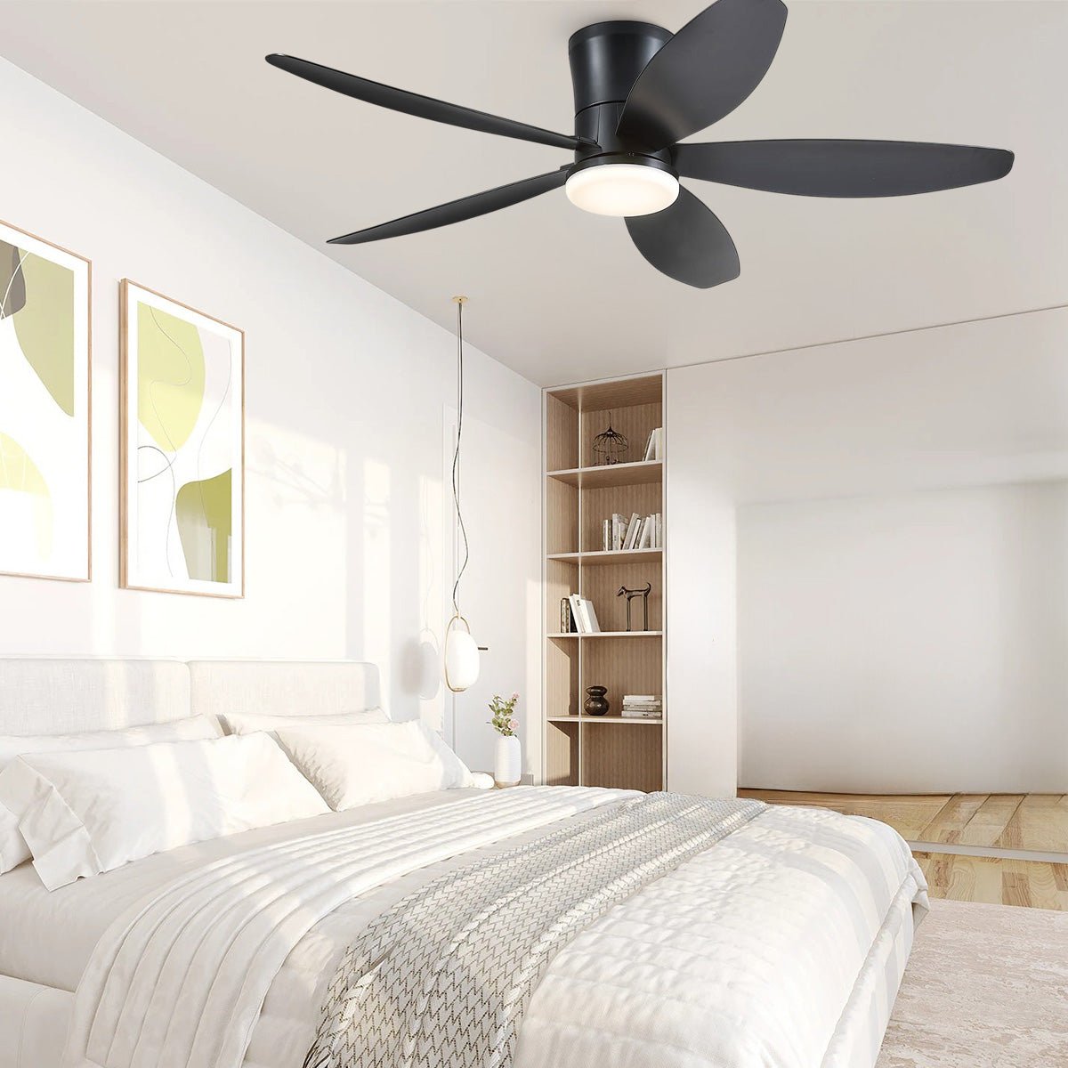 Indoor/Outdoor Recessed Black Ceiling Fan Light - Black48"Blushlighting