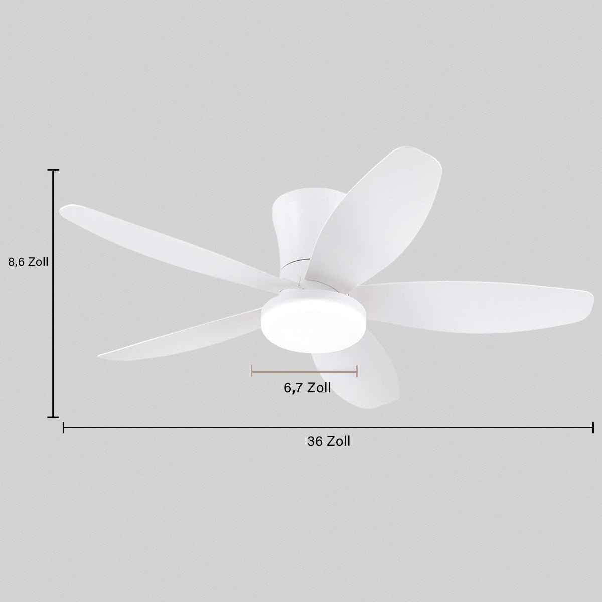 Indoor/Outdoor Recessed Black Ceiling Fan Light - White36"Blushlighting