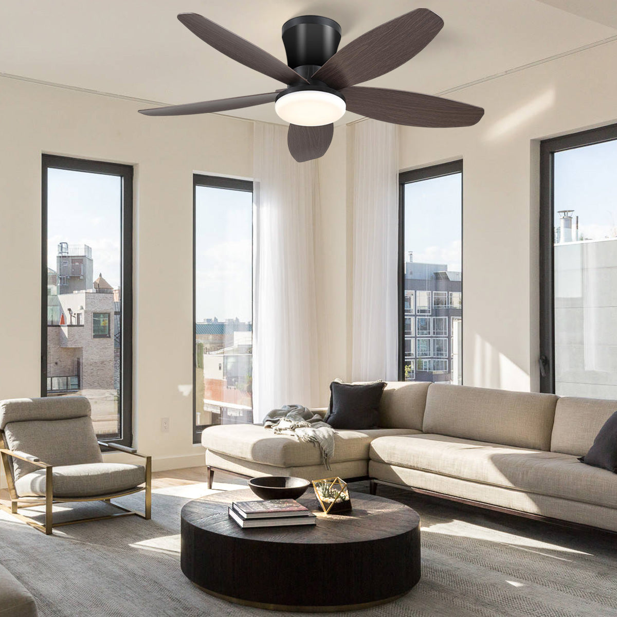 Indoor/Outdoor Recessed Black Ceiling Fan Light-ceiling light-Blushlighting