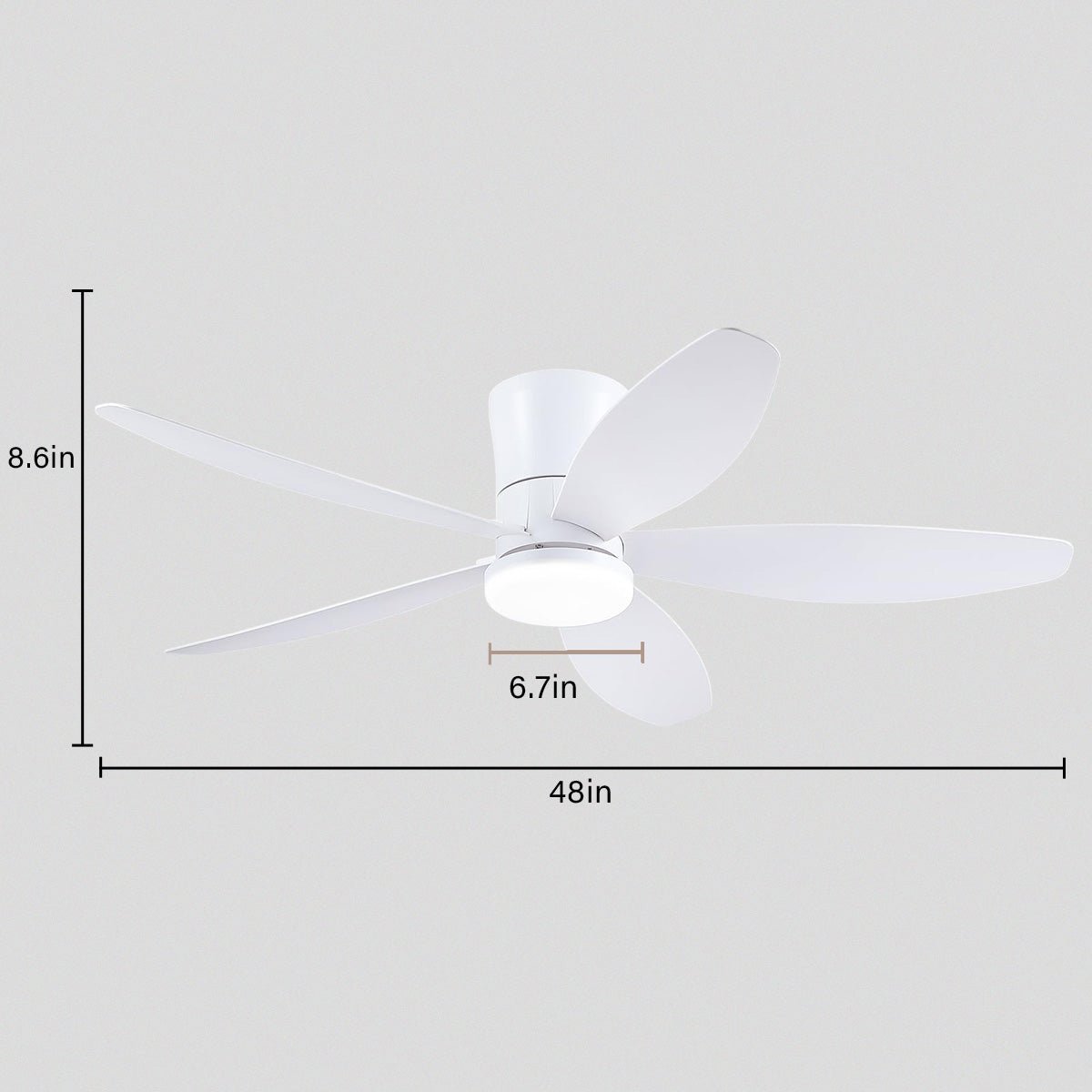 Indoor/Outdoor Recessed Black Ceiling Fan Light - White48"Blushlighting