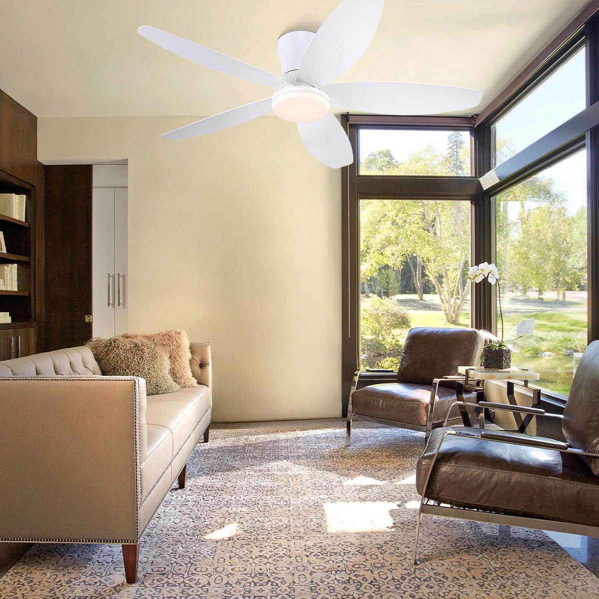 Indoor/Outdoor Recessed Black Ceiling Fan Light - White42"Blushlighting
