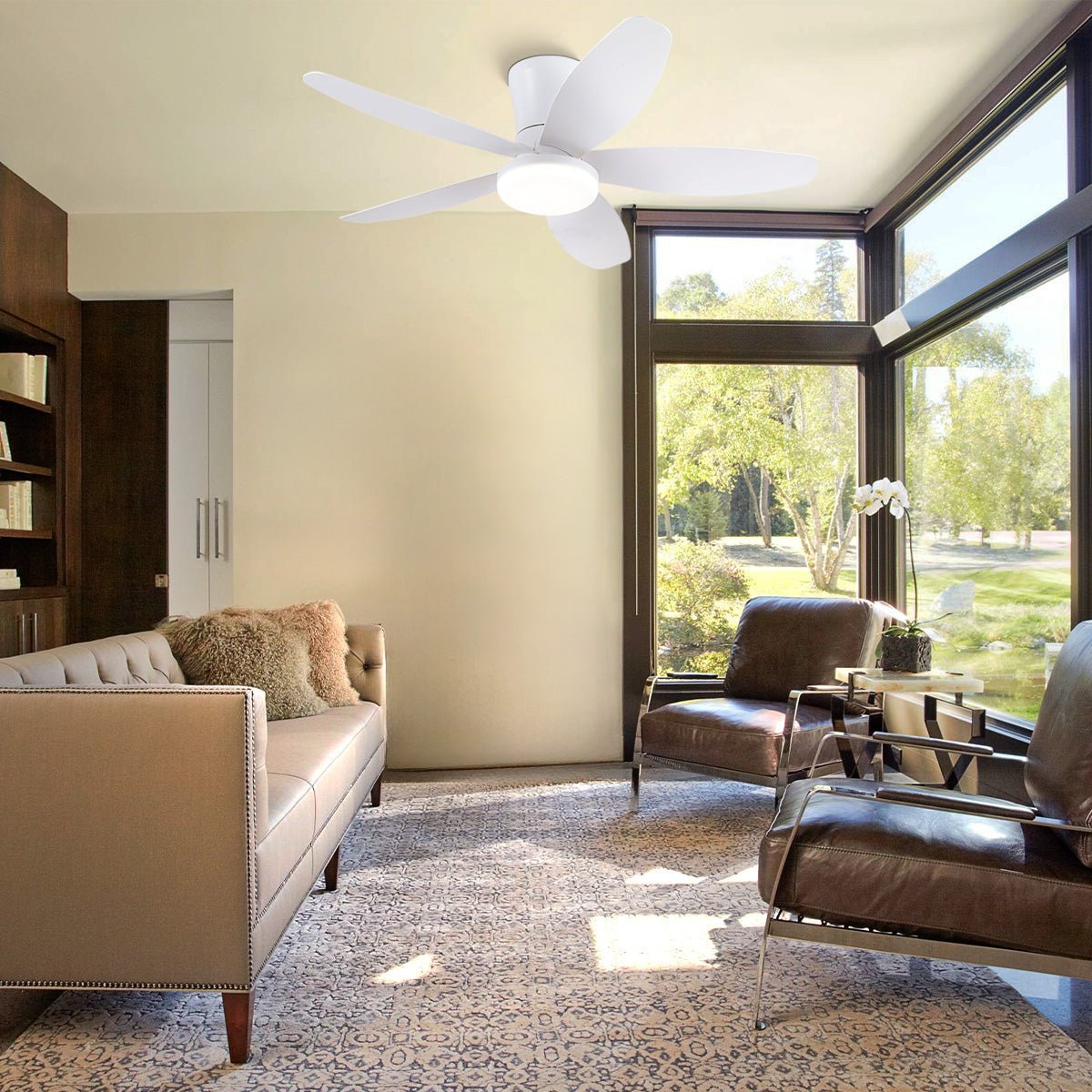Indoor/Outdoor Recessed Black Ceiling Fan Light - White36"Blushlighting