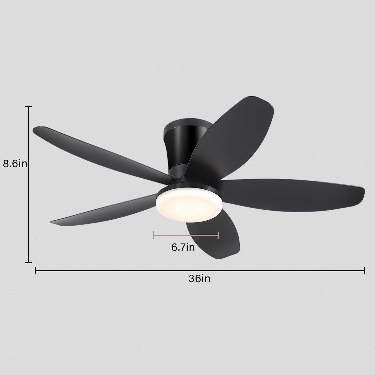 Indoor/Outdoor Recessed Black Ceiling Fan Light - White48"Blushlighting