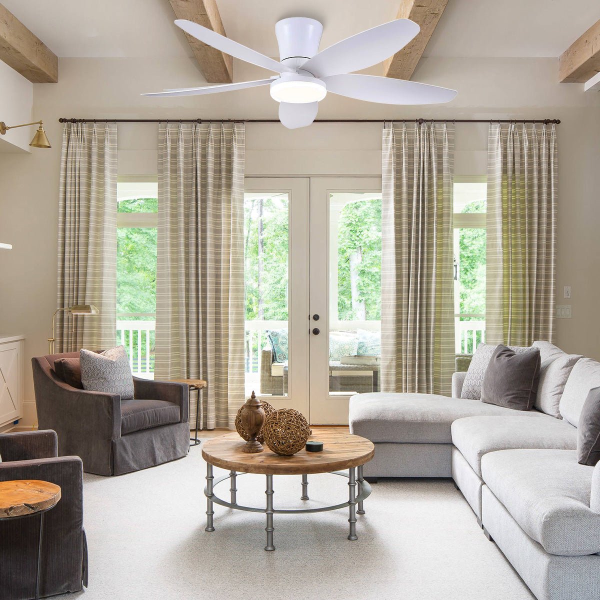 Indoor/Outdoor Recessed Black Ceiling Fan Light - White42"Blushlighting