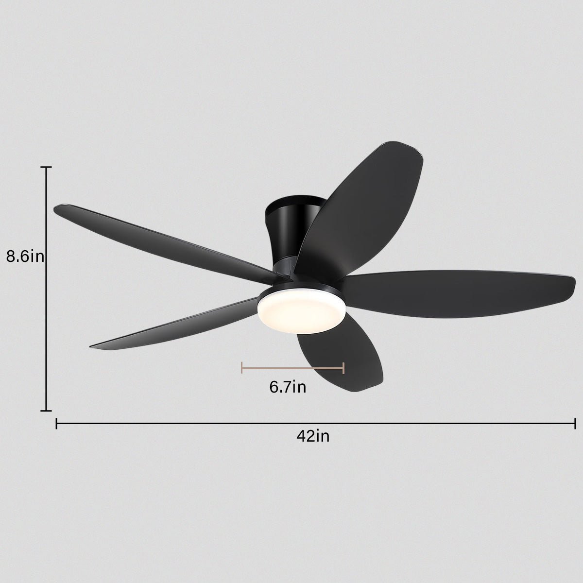 Indoor/Outdoor Recessed Black Ceiling Fan Light - Black42"Blushlighting