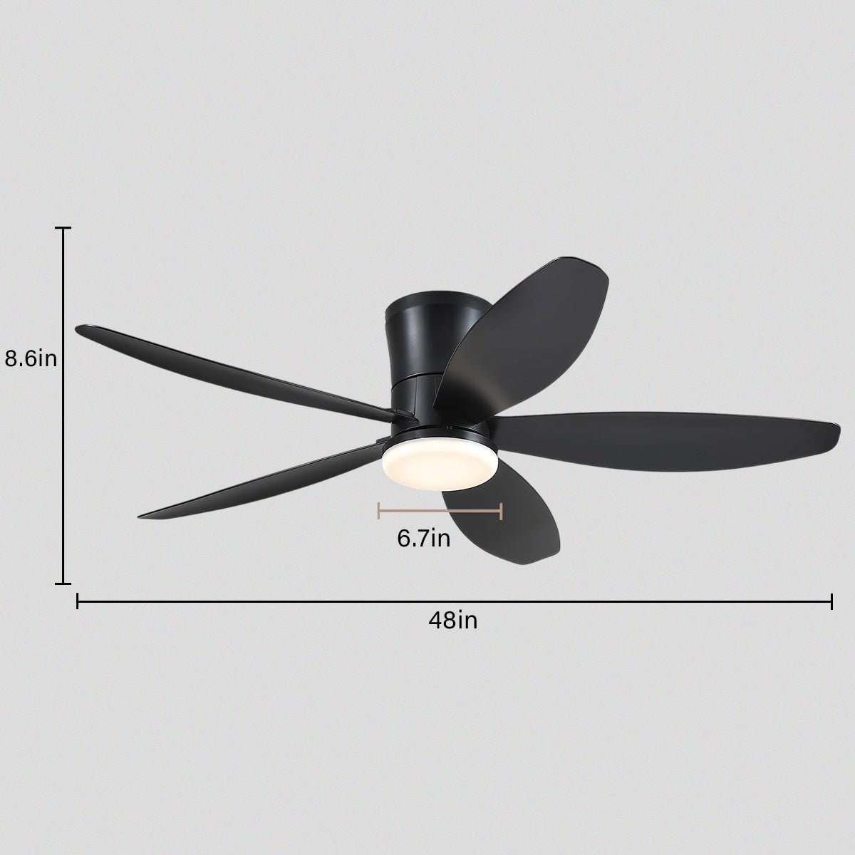 Indoor/Outdoor Recessed Black Ceiling Fan Light - Black48"Blushlighting