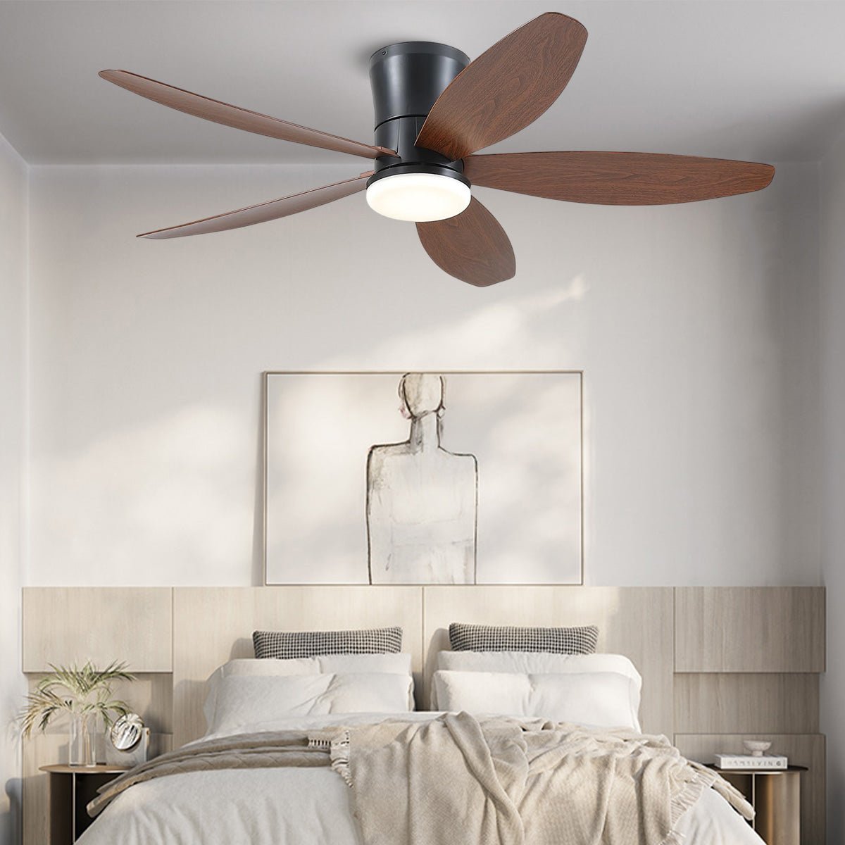 Indoor/Outdoor Recessed Black Ceiling Fan Light - Brown48"Blushlighting