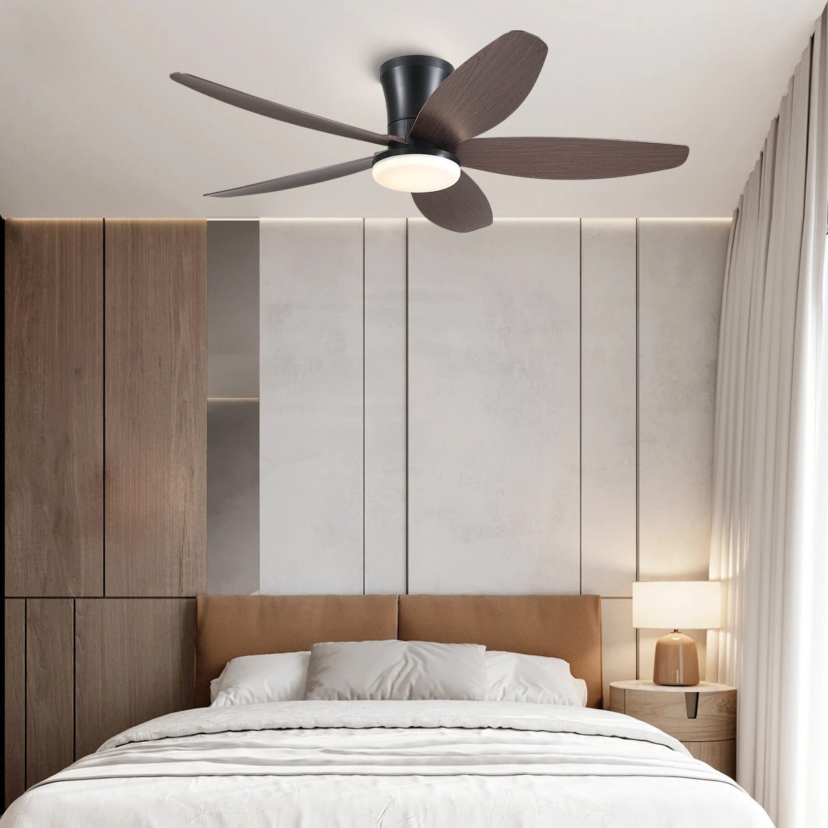 Indoor/Outdoor Recessed Black Ceiling Fan Light - Brown42"Blushlighting