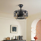 Industrial Black Cage Ceiling Fan Light 18" - Blushlighting