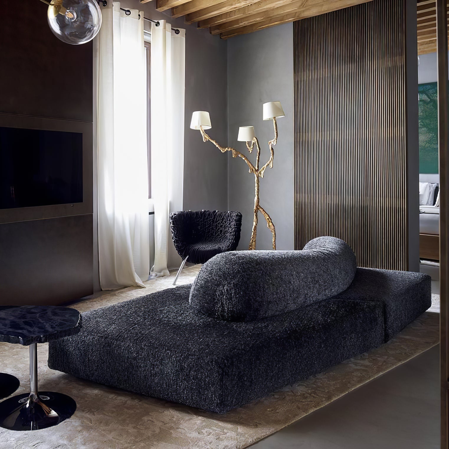Ines brass three-light floor lamp product view 19